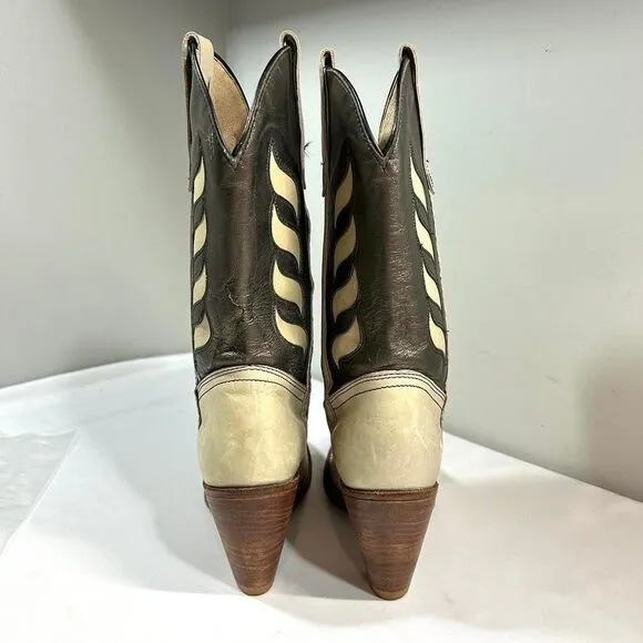 Vintage‎ Frye Western Leather Metallic Cowgirl Boots Womens 6.5B