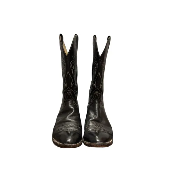 Vintage Hondo Men’s Black Leather Cowboy Boots Size 11B