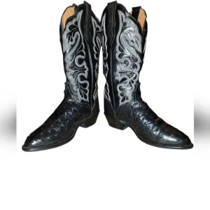 Vintage J Chisholm Exotic Ostrich  Cowboy Boots Size 10D Made in USA