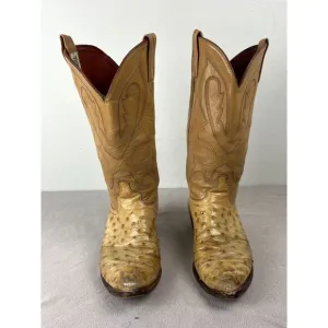 Vintage J Chisholm Thieves Market Cream Ostrich Western Cowboy Boots Mens Size 9