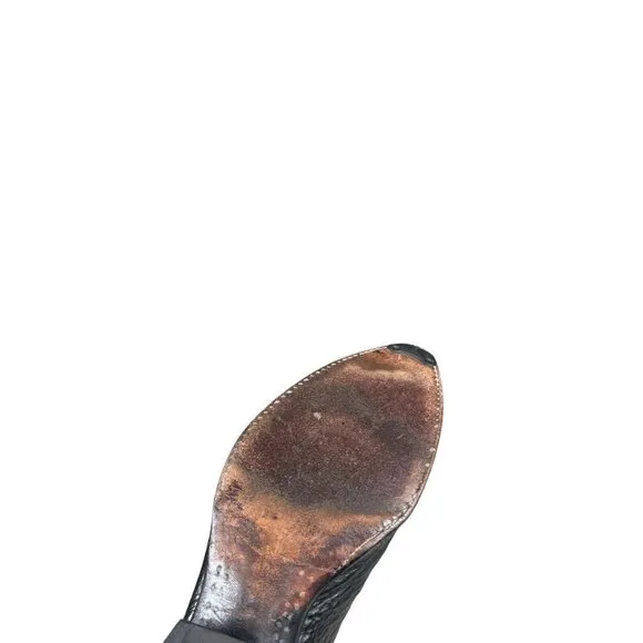 Vintage J Chisholm‎ Western Handcrafted Black Leather Cowboy Men's Boots 8.5 D