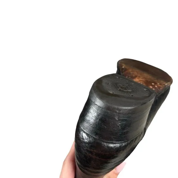 Vintage J Chisholm‎ Western Handcrafted Black Leather Cowboy Men's Boots 8.5 D