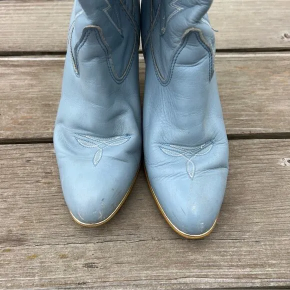 Vintage Jeenz Bootz Stiletto Heel Blue Cowgirl Western Boots 6 1/2 M