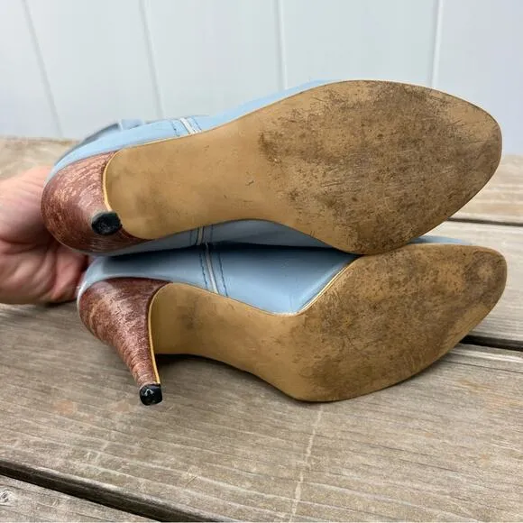 Vintage Jeenz Bootz Stiletto Heel Blue Cowgirl Western Boots 6 1/2 M
