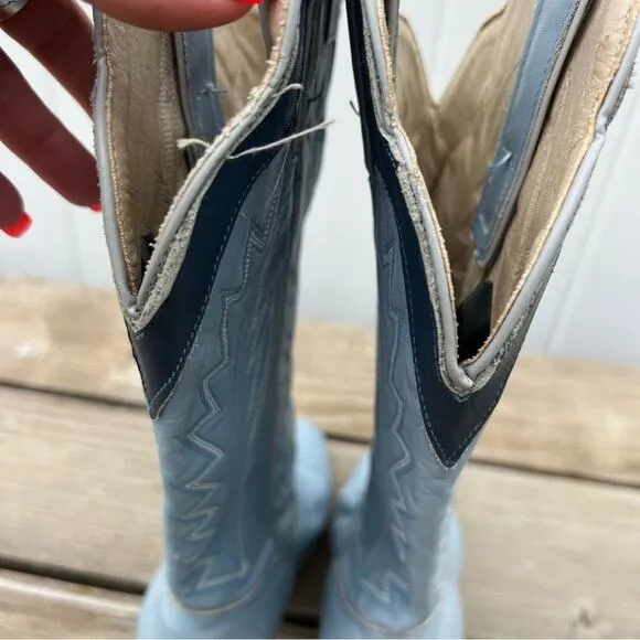 Vintage Jeenz Bootz Stiletto Heel Blue Cowgirl Western Boots 6 1/2 M