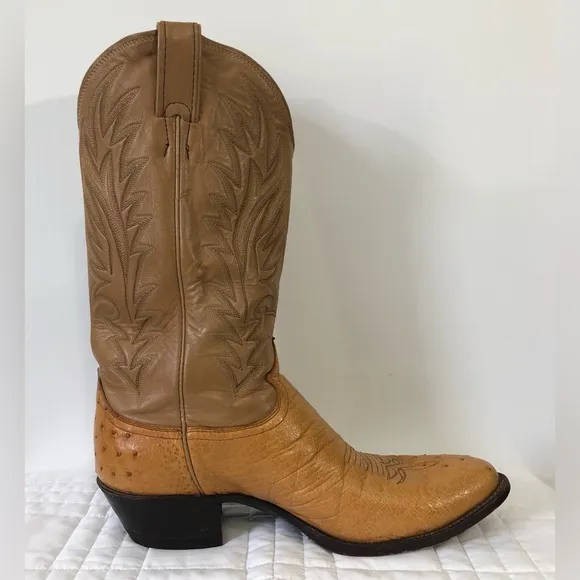 Vintage Justin 8737 Ostrich Quill Leather Boots. Sz 10E