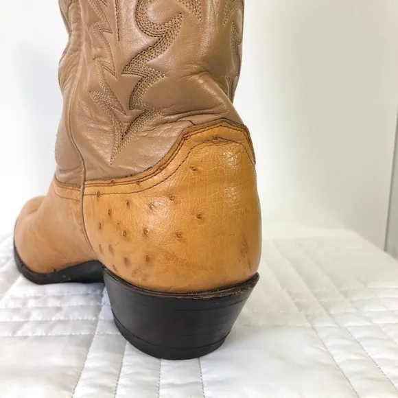 Vintage Justin 8737 Ostrich Quill Leather Boots. Sz 10E