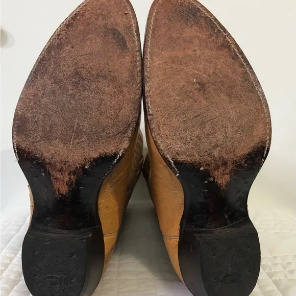 Vintage Justin 8737 Ostrich Quill Leather Boots. Sz 10E