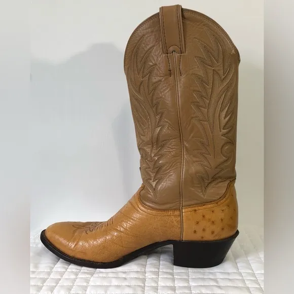 Vintage Justin 8737 Ostrich Quill Leather Boots. Sz 10E