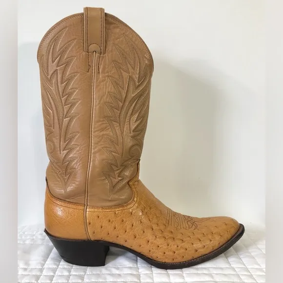 Vintage Justin 8737 Ostrich Quill Leather Boots. Sz 10E
