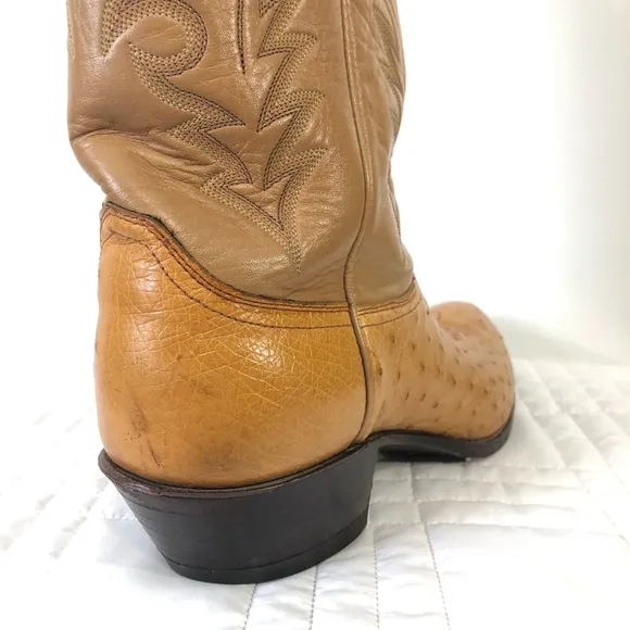 Vintage Justin 8737 Ostrich Quill Leather Boots. Sz 10E