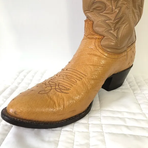 Vintage Justin 8737 Ostrich Quill Leather Boots. Sz 10E