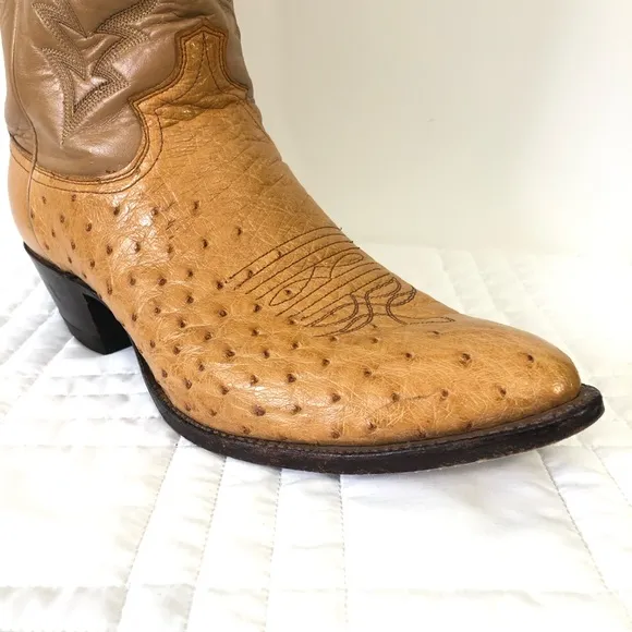 Vintage Justin 8737 Ostrich Quill Leather Boots. Sz 10E