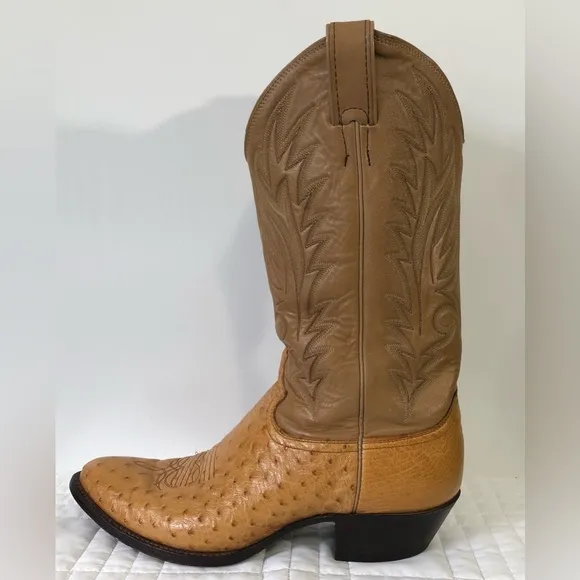 Vintage Justin 8737 Ostrich Quill Leather Boots. Sz 10E
