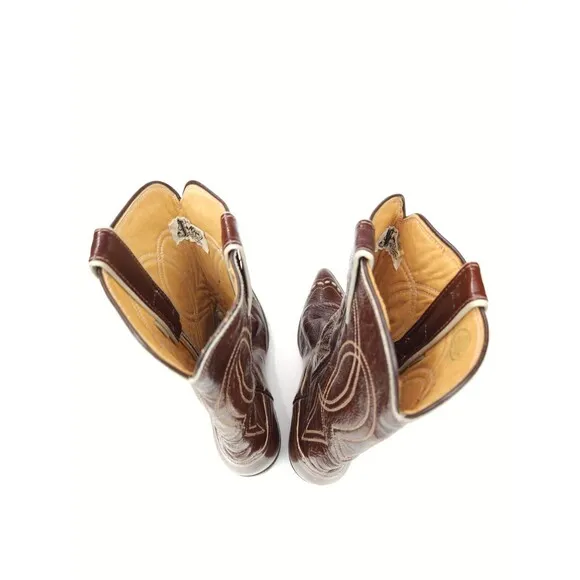 Vintage Justin L4041 Brown Patent Leather Cap Toe Western Cowboy Boots Size 4.5C