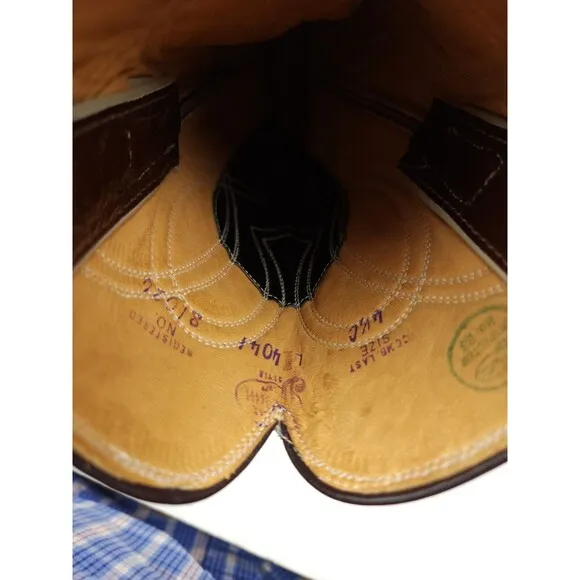 Vintage Justin L4041 Brown Patent Leather Cap Toe Western Cowboy Boots Size 4.5C