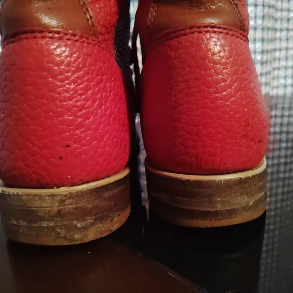 Vintage Justin Red Leather Lace Up Roper Boots