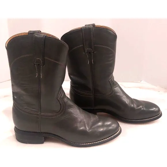Vintage Justin Ropers Grey Kipskin‎ Leather Boots Size 3 1/2 D and Matching Belt