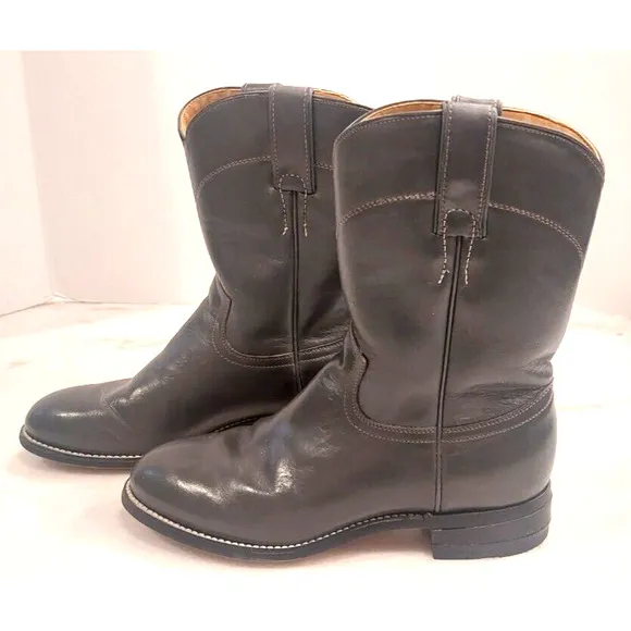 Vintage Justin Ropers Grey Kipskin‎ Leather Boots Size 3 1/2 D and Matching Belt