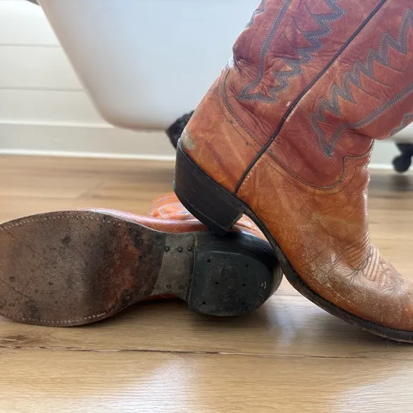 Vintage Justin Western Leather Boots - Brown
