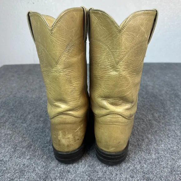 Vintage Justin Women's 8.5 B Blonde Leather Ropers Western Cowgirl Boots L3622
