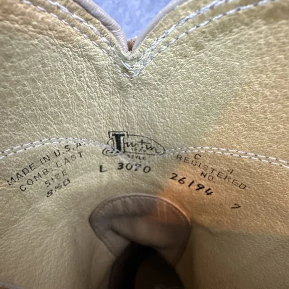 Vintage Justin Women's 8.5 B Blonde Leather Ropers Western Cowgirl Boots L3622