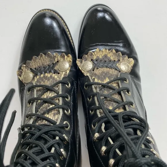 Vintage Justin’s J Diamond Roper Lace Up Snakeskin Boots