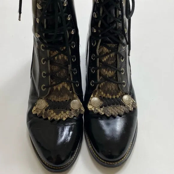Vintage Justin’s J Diamond Roper Lace Up Snakeskin Boots
