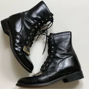 Vintage Justin’s J Diamond Roper Lace Up Snakeskin Boots