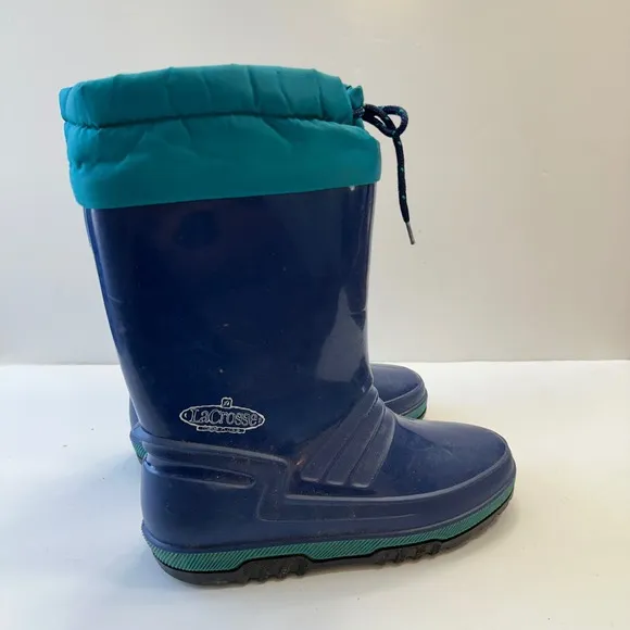 Vintage LaCrosse Winter Snow Boots Insulated Waterproof Blue Teal Kids Size 5
