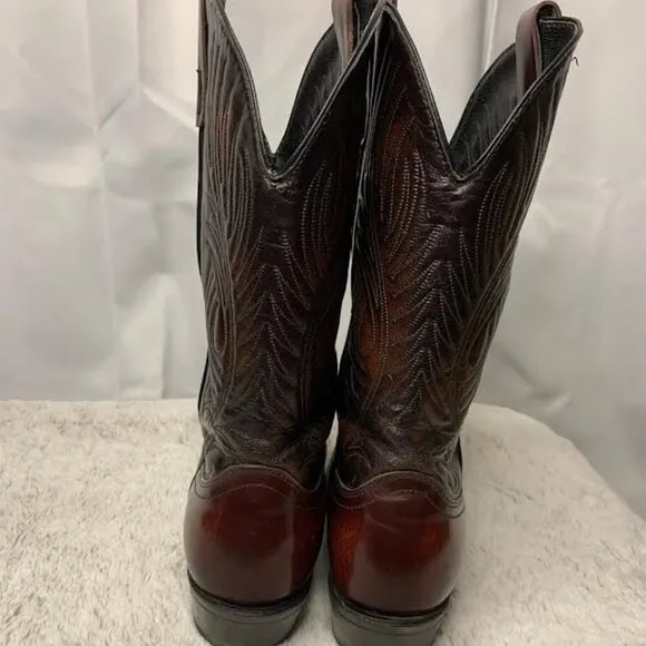 Vintage Laredo Black Cherry Leather Cowboy Boots – 10M, Western Embroidered