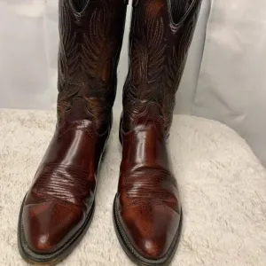 Vintage Laredo Black Cherry Leather Cowboy Boots – 10M, Western Embroidered