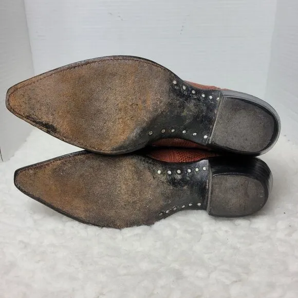 Vintage Larry Mahan Womens Boots Size 7N Teju Lizard Leather Cowboy Western