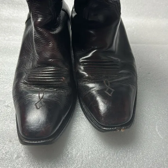 Vintage Leather Cowboy Boots 9.5 D Men’s Made in Mexico Black with Red undertone