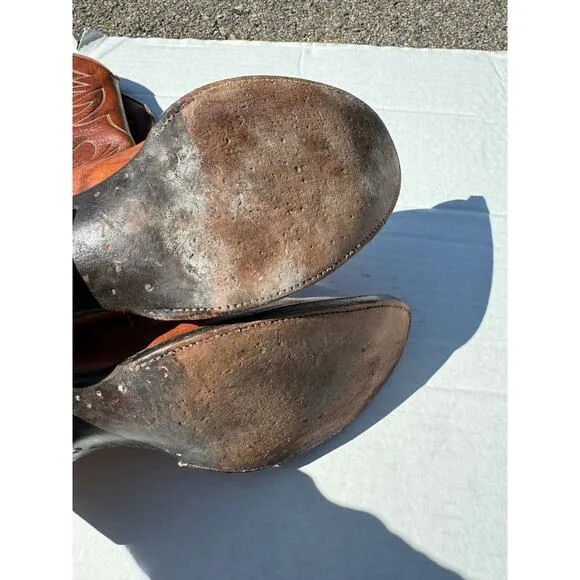 Vintage Leather Cowboy Boots Mens 12 d - Cats Paw