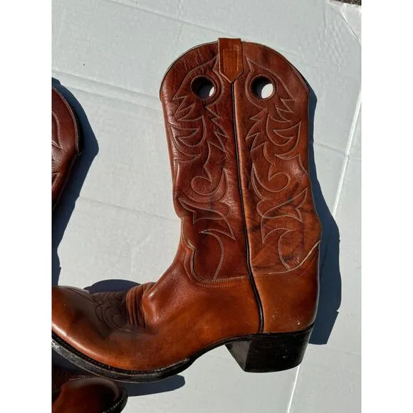 Vintage Leather Cowboy Boots Mens 12 d - Cats Paw