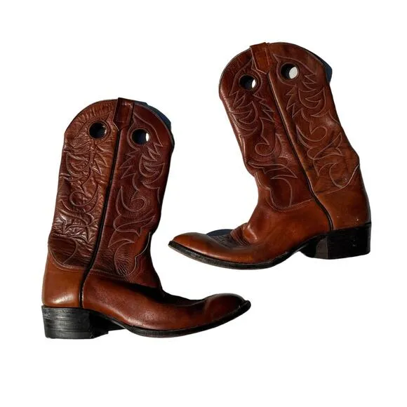 Vintage Leather Cowboy Boots Mens 12 d - Cats Paw