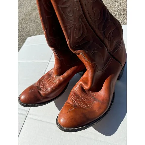 Vintage Leather Cowboy Boots Mens 12 d - Cats Paw