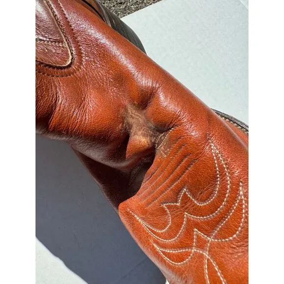 Vintage Leather Cowboy Boots Mens 12 d - Cats Paw