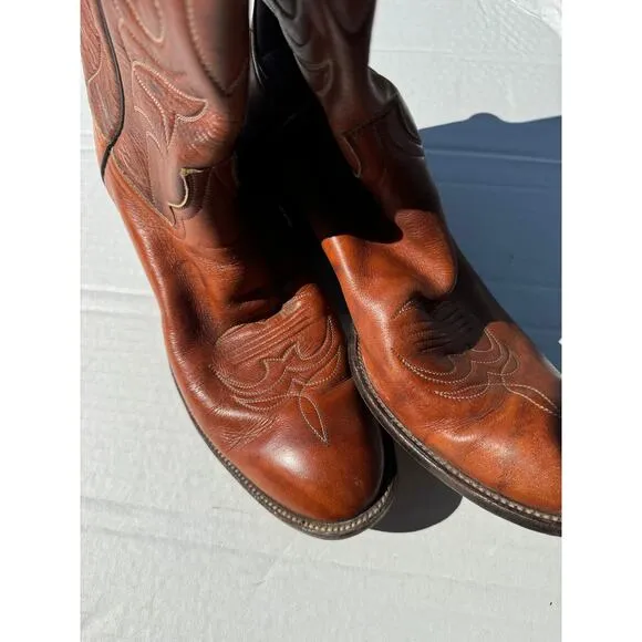 Vintage Leather Cowboy Boots Mens 12 d - Cats Paw