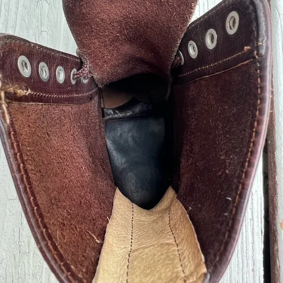 Vintage leather lace up cowboy boots