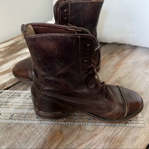 Vintage leather lace up cowboy boots