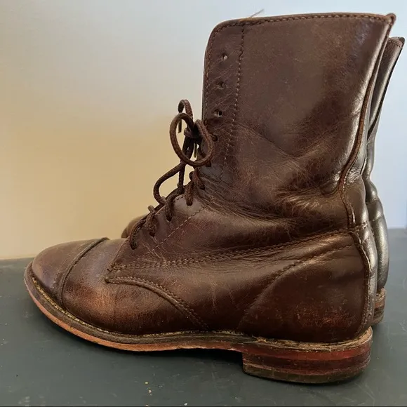 Vintage leather lace up cowboy boots