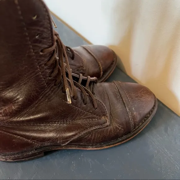 Vintage leather lace up cowboy boots