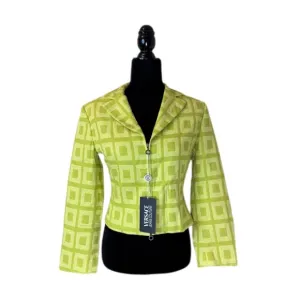 Vintage Lime Green Versace Jeans Couture Blazer – Geometric Jacquard (NWT)