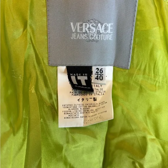 Vintage Lime Green Versace Jeans Couture Blazer – Geometric Jacquard (NWT)