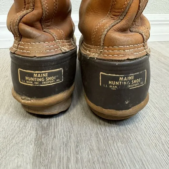 Vintage LL Bean Men's Unlined Maine Hunting Shoe Leather Duck Boots Size 8 M