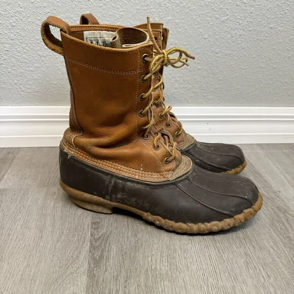 Vintage LL Bean Men's Unlined Maine Hunting Shoe Leather Duck Boots Size 8 M