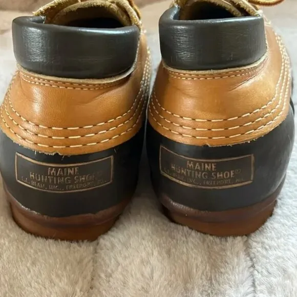 Vintage LL Bean Original Maine Hunting Shoe Leather Duck 3 Hole USA