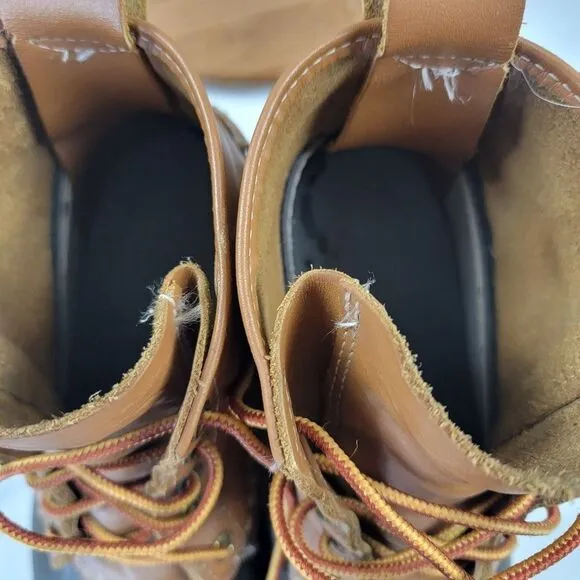 Vintage LL Bean Duck Brown Tan Leather Boots Made in USA Womens size 9 EM